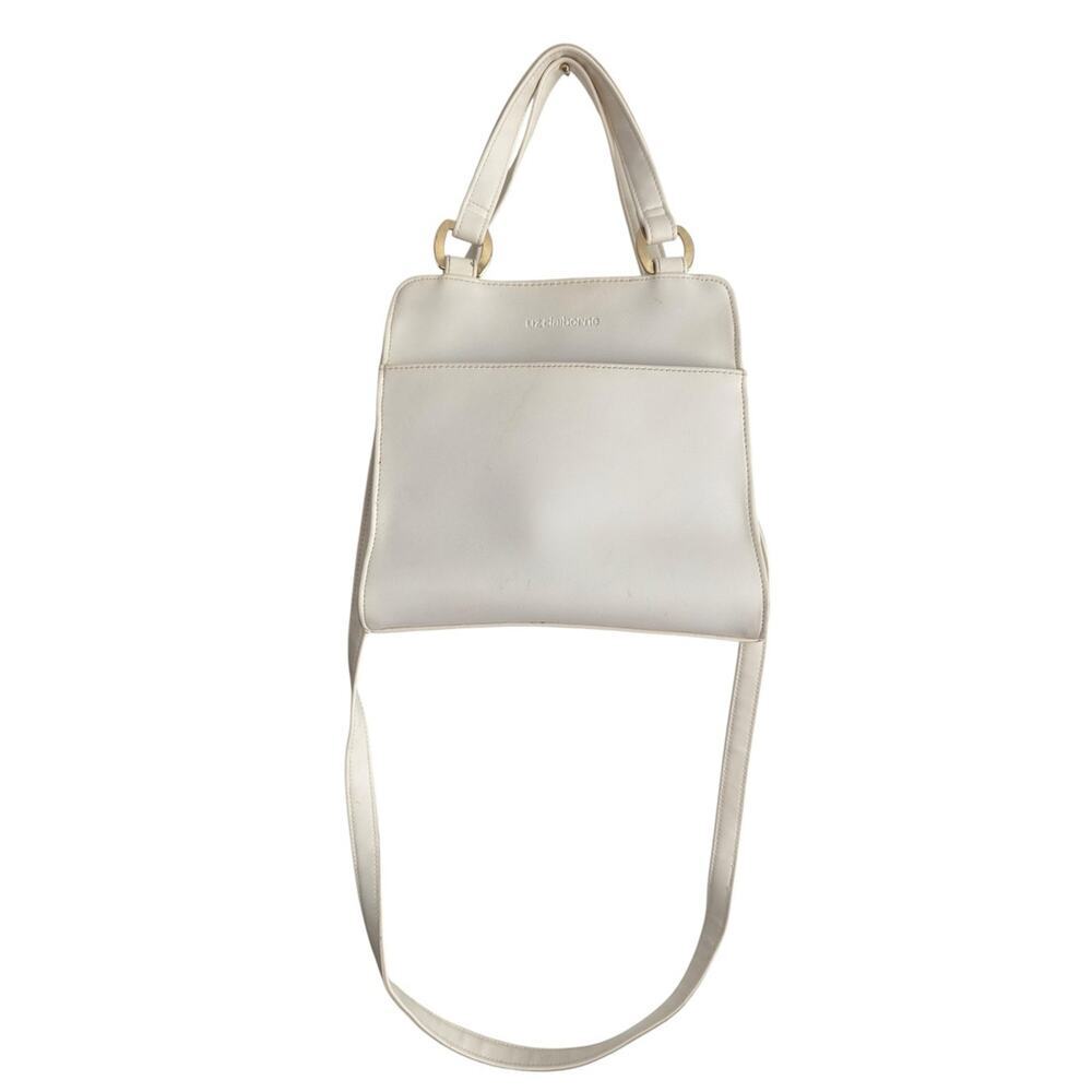 Vintage 90s Liz Claiborne Cream Shoulder Bag Multi Compartment Minimal Classic - Picture 2 of 16